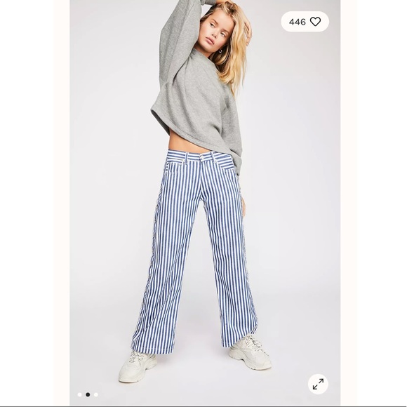 Zee Gee Why Sweeper Snap Stripe Wide-Leg Jeans 31 - Picture 1 of 15